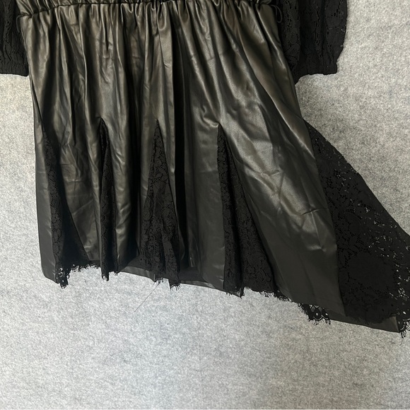 VENUS Faux Leather & Lace Dress Black Size 16 NEW (missing belt tie) - Picture 3 of 13